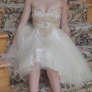 Champagne short prom dress